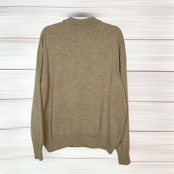 Hathaway Platinum Mens XL 1/4 Zip Merino Wool Sweater Tan Italy Excellent - Picture 6 of 8
